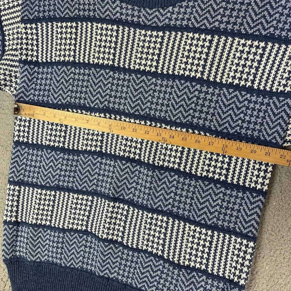 Vintage Victoria Dry Goods Sweater Men L Blue Fair Isle Crewneck Made in‎ USA